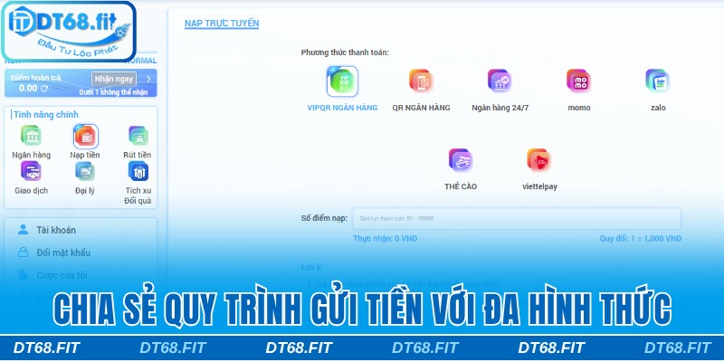 Chia sẻ quy trình gửi tiền với đa hình thức