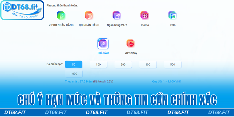 Chú ý hạn mức và tính chính xác của giao dịch