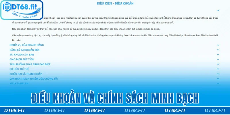 Nền tảng công khai mọi chính sách và điều khoản
